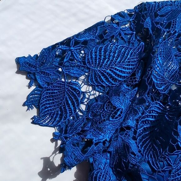 Cachet Sapphire Blue Lace Dress Large - Picture 6 of 14